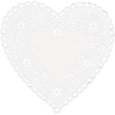 Hygloss Heart Paper Lace Doilies, 4, White (HYG91041)