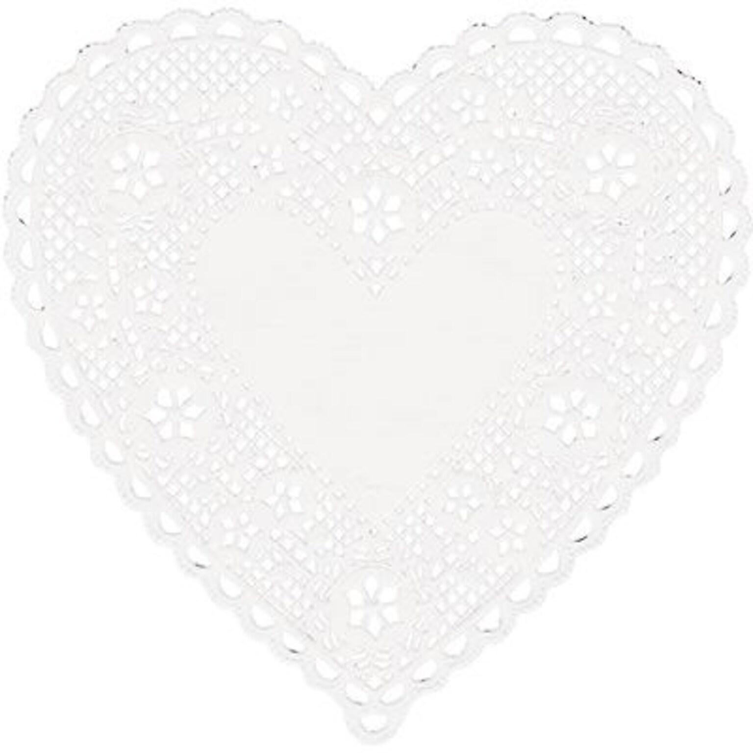 Hygloss Heart Paper Lace Doilies, 4, White (HYG91041)