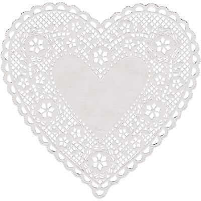 Hygloss® Heart Paper Lace Doilies, 6, White (HYG91061)