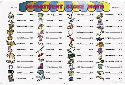 Real World Math, Remedia Department Store Math for Beginners, Extra Price List, 6/Set