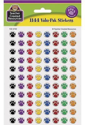 Teacher Created Resources® Mini Stickers, Colorful Paw Prints, 1144/Pack (TCR4742)