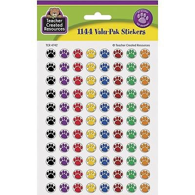 Teacher Created Resources® Mini Stickers, Colorful Paw Prints, 1144/Pack (TCR4742)