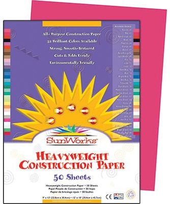 Pacon® SunWorks® Groundwood Construction Paper, Scarlet, 9 x 12, 50 Sheets (PAC6003)