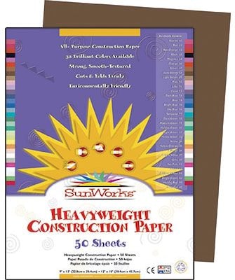 SunWorks® Construction Paper, 9x12, Dark Brown, 50 Sheets