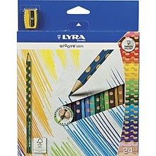 Prang Groove Triangular Colored Pencils, Assorted Colors, 24/Set (28124)