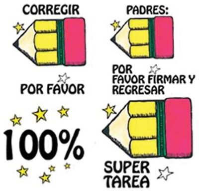 Take Note Self-Inking Jumbo™ Stampers Kit with Desk Caddy, Spanish