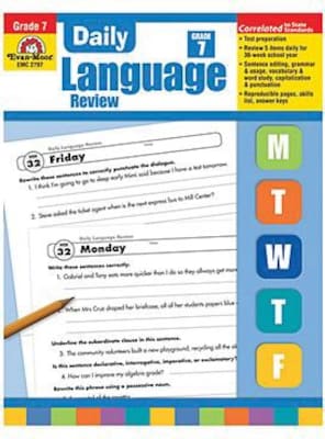 Evan-Moor® Daily Language Review Teachers Edition Book, Grades 7th