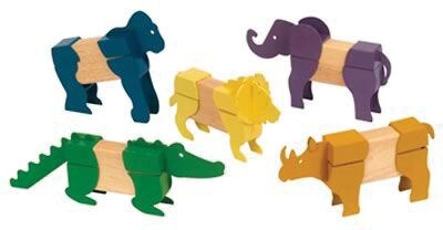 Guidecraft Block Mates Safari Animals, 20/Set (GD-7603)