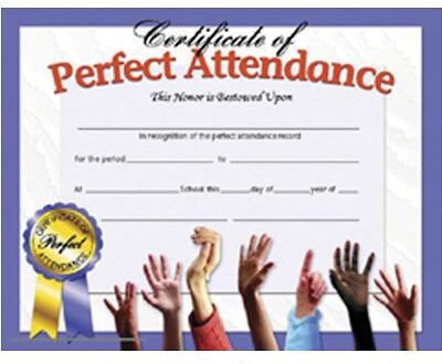 Hayes Certificate of Perfect Attendance, 8.5 x 11, Pack of 30 (H-VA613)