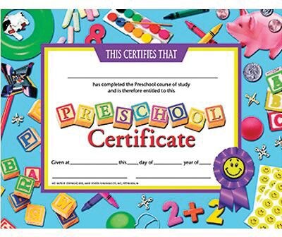 Hayes Preschool Certificate, 8.5 x 11, Pack of 30 (H-VA705)
