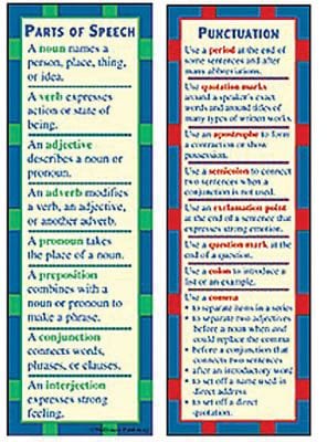 McDonald Publishing Parts of Speech & Punctuation Bookmarks, Double-Sided, 36/PK (MC-K1151)