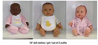 Get Ready Kids® Doll Clothes, Set of 3 Girl Outfits