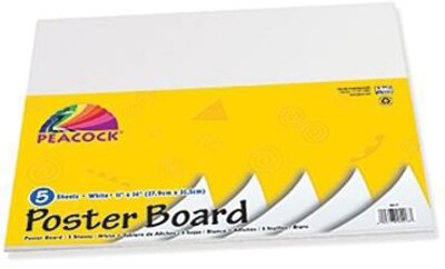 Pacon Poster Board, 11 x 14, White, 5 Sheets (PAC5417)