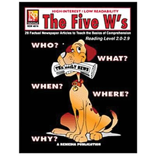 Remedia® The Five Ws Book For Reading Level 5, Grades 4th - 12th