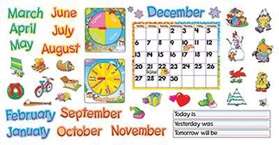 English Monthly Calendar Bulletin Board Set