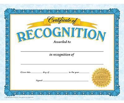 Trend Certificate of Recognition Classic Certificates, 30 CT (T-11304)
