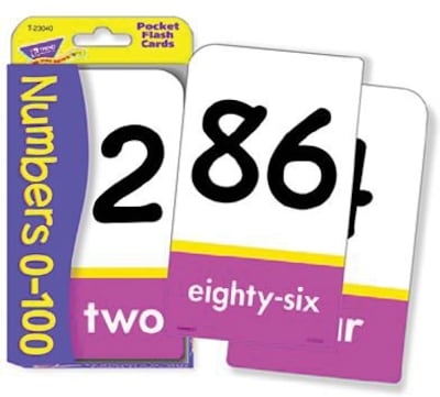 Trend Enterprises Pocket Flash Cards, Numbers 0 - 100, 56/Pack, 6 Pk/Bundle (T-23040)