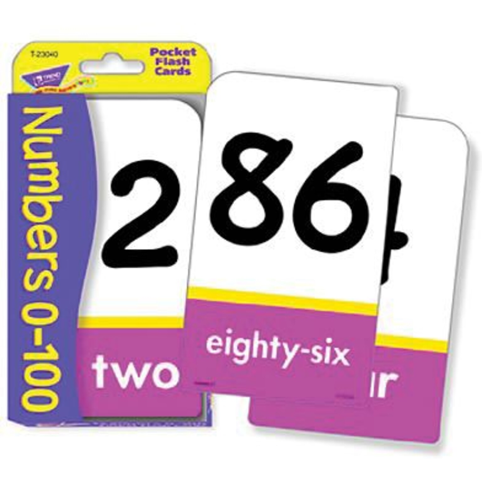 Trend Enterprises Pocket Flash Cards, Numbers 0 - 100, 56/Pack, 6 Pk/Bundle (T-23040)