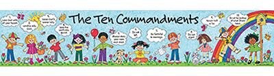Teacher Created Resources TCR7005 39 x 8 Straight Childrens Ten Commandments Banner, Multicolor