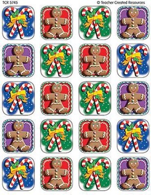 Teacher Created Resources Candy Canes/Gingerbread Stickers, Pack of 120 (TCR5745)