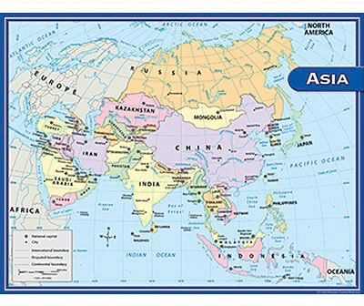 Teacher Created Resources Asia Map Chart, 17W x 22H (TCR7652)