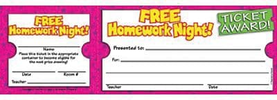Scholastic Free Homework Night Ticket Awards, 100 ct. (TF-1617)