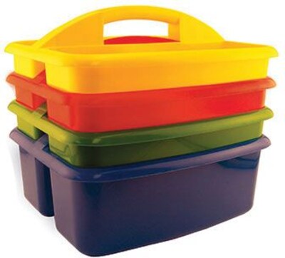 ECR4Kids 12.5H x 11W Plastic Large Art Caddy, Assorted Colors, 4/Pack (ELR0454)
