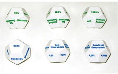 Koplow Games Dice, 12-Sided Place Value Dice, Set of 6