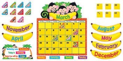Trend Enterprises Monkey Mischief Calendar Bulletin Board Set, 100 pieces (T-8340)