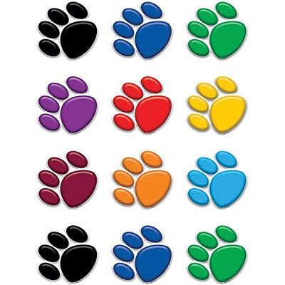 Teacher Created Resources 2 5/8" x 2 5/8" Colorful Paw Prints Mini Accents, Pack of 36 (TCR5116)