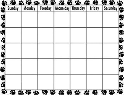 Teacher Created Resources Calendars, Black & White Paw Print Chart