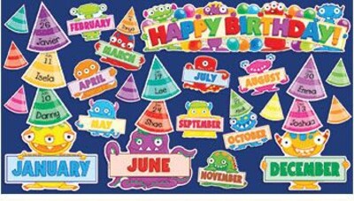 Teachers Friend Mini Bulletin Board Sets, Monsters Birthday