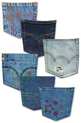 Edupress EP3151 6 x 8 DieCut Clothing Bulletin Board Denim Pockets Accents, Multicolor