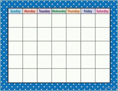 Teacher Created Resources Chart, Blue Polka Dots Calendar
