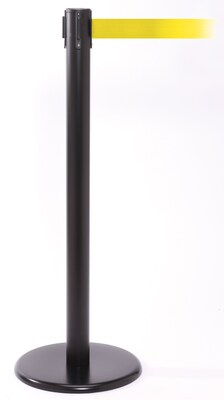 QPro 250 Black Retractable Belt Barrier with 11 Yellow Belt