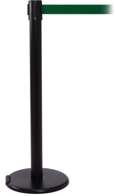 RollerPro 250 Black Rolling Retractable Belt Barrier with 11 Green Belt