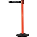 SafetyMaster 450 Orange Stanchion Barrier Post with Retractable 8.5 Black/White PL WAIT HERE Belt