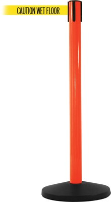 SafetyMaster 450 Orange Retractable Belt Barrier with 8.5' Yellow/Black WET FLOOR Belt