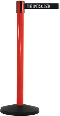 SafetyMaster 450 Red Stanchion Barrier Post with Retractable 8.5 Black/White LINE Belt