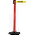 SafetyMaster 450 Red Stanchion Barrier Post with Retractable 8.5 Yellow/Black OUT OF SERV Belt