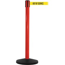 SafetyMaster 450 Red Stanchion Barrier Post with Retractable 8.5 Yellow/Black OUT OF SERV Belt