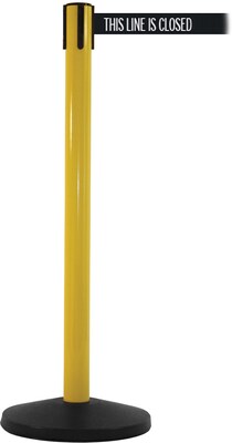 SafetyMaster 450 Yellow Stanchion Barrier Post with Retractable 8.5 Black/White LINE Belt