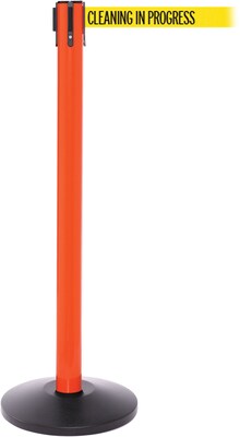 SafetyPro 250 Orange Retractable Belt Barrier with 11 Yellow/Black CLEAN Belt
