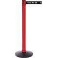 SafetyPro 250 Red Stanchion Barrier Post with Retractable 11 Black/White PL WAIT HERE Belt