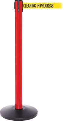 SafetyPro 250 Red Retractable Belt Barrier with 11 Yellow/Black CLEAN Belt
