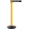 SafetyPro 250 Yellow Stanchion Barrier Post with Retractable 11 Black/White LINE Belt