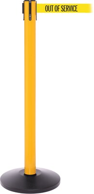 SafetyPro 250 Yellow Stanchion Barrier Post with Retractable 11 Yellow/Black OUT OF SERV Belt