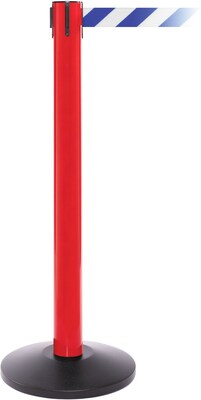 SafetyPro 300 Red Retractable Belt Barrier with 16 Blue/White Belt