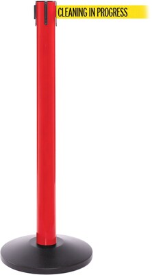 SafetyPro 300 Red Retractable Belt Barrier with 16 Yellow/Black CLEAN Belt