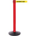 SafetyPro 300 Red Retractable Belt Barrier with 16 Yellow/Black WET FLOOR Belt